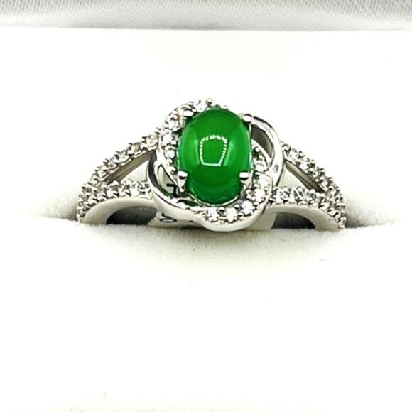 Sterling Silver Ring - Natural Green Onyx (1.4CT) - With Professional Appraisal - Picture 4 of 10